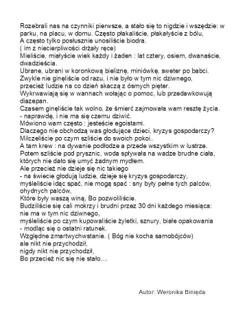 Tekst wiersza "***Rozebrali nas na czynniki" Weroniki Biniędy