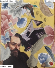 Zdjęcie prezentuje prace nagrodzone w Powiatowy Konkursie Plastyczny pt. „Wkomponuj Stefana Żeromskiego w pejzaż Nałęczowa” zorganizowanym przez Powiatową Bibliotekę Publiczną w Puławach.