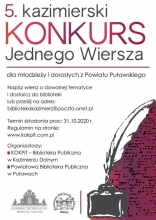 Plakat promujący konkurs literacki pt. "Kazimierski Konkurs Jednego Wiersza" 