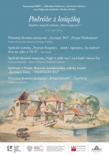Zdjęcie prezentuje plakat zapraszający na projekt Małgorzaty Józefackiej i Barbary Dzikoń  pt. „Podróże z książką”. 